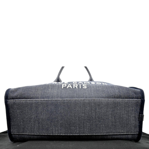 CHANEL Deauville Medium Bowling Denim Shoulder Bag Blue