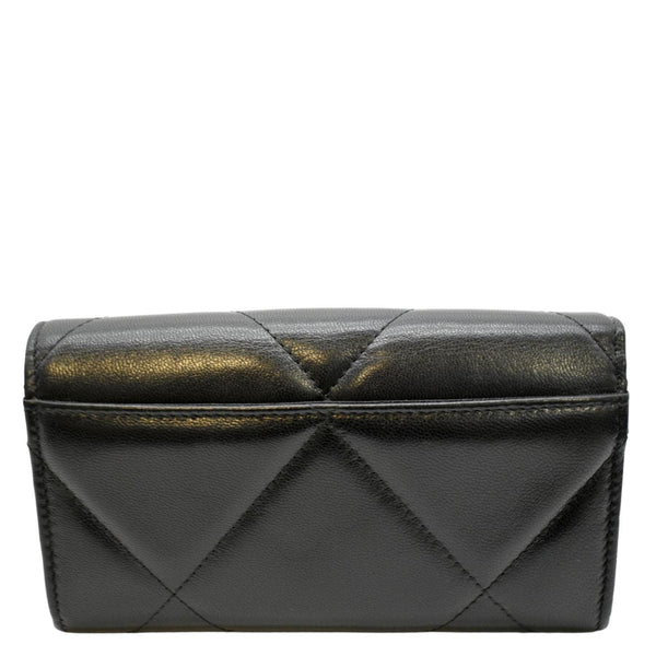 CHANEL 19 Quilted Leather Long Flap Wallet Black