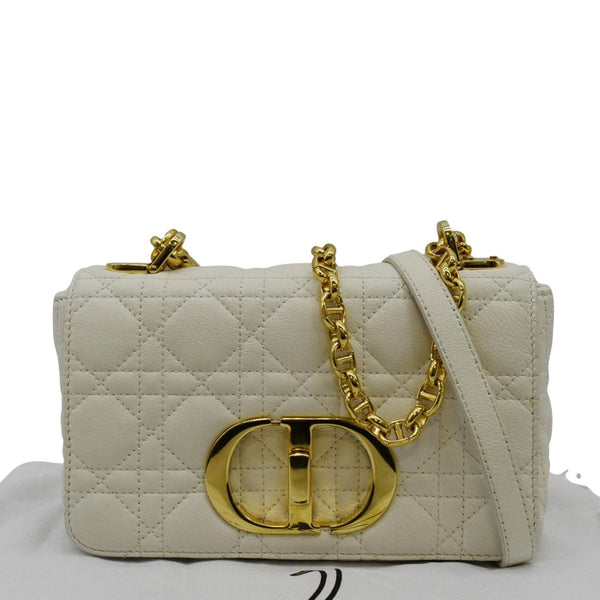 CHRISTIAN DIOR Caro Small Supple Cannage Calfskin Leather Shoulder Bag Ivory