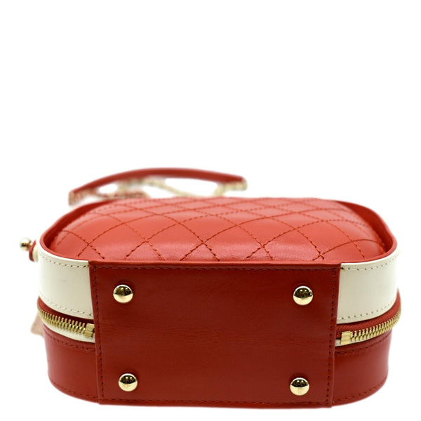 CHANEL Crumpled Calfskin Vanity Case Crossbody Bag Red