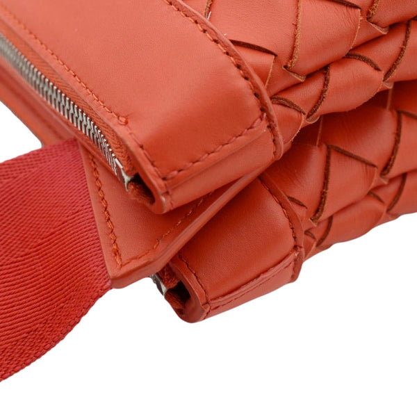 BOTTEGA VENETA Intrecciato Leather Crossbody Messenger Bag Red