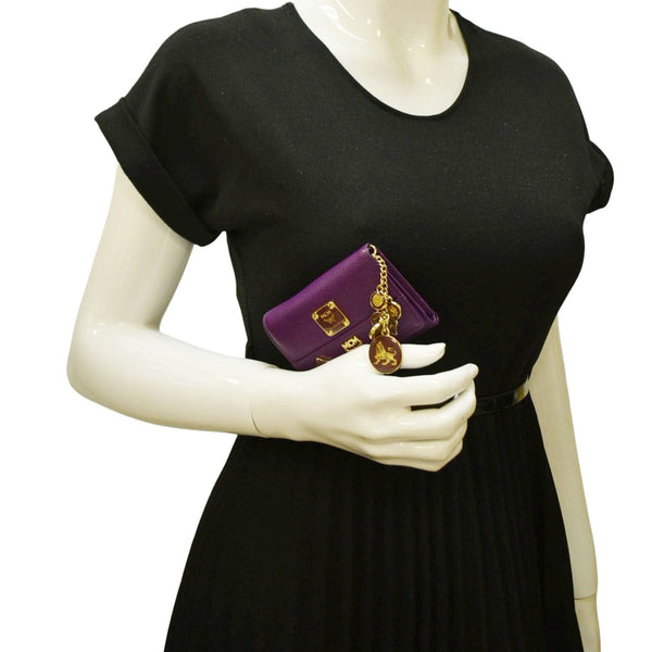 MCM Vintage Bifold Leather Wallet Purple