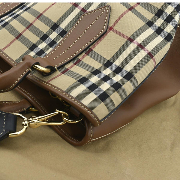 BURBERRY Medium Ballingdon House Check Canvas Crossbody Bag Beige