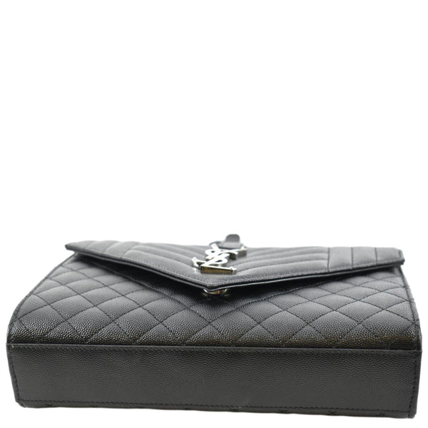 YVES SAINT LAURENT Medium Envelope Leather Chain Shoulder Bag Black