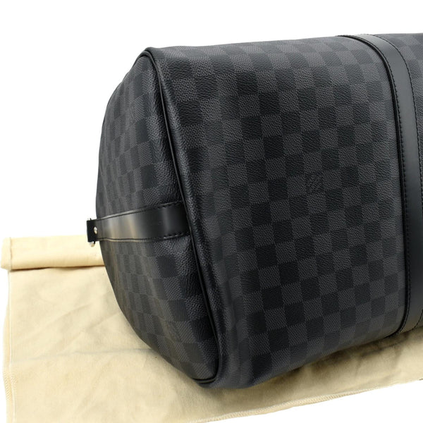LOUIS VUITTON Keepall 55 Damier Graphite Bandouliere Travel Bag Black
