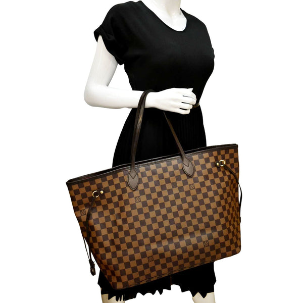 LOUIS VUITTON Neverfull GM Damier Ebene Tote Shoulder Bag Brown