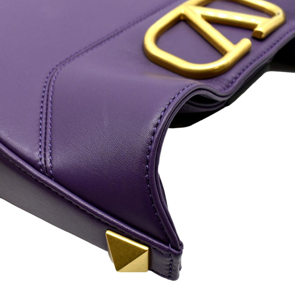 VALENTINO Stud Sign VLOGO Leather Shoulder Bag Wisteria