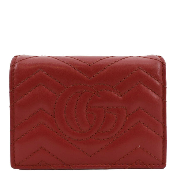 GUCCI Marmont GG Matelasse Leather Card Case Wallet Red 466492