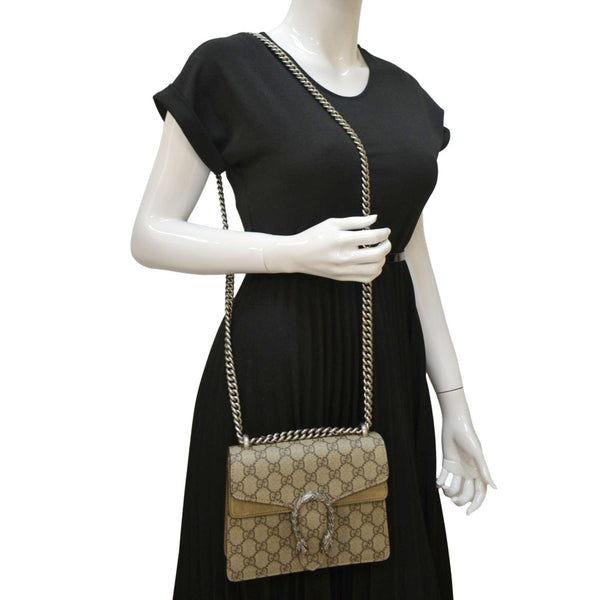 GUCCI Dionysus Mini GG Supreme Canvas Crossbody Bag Beige 421970