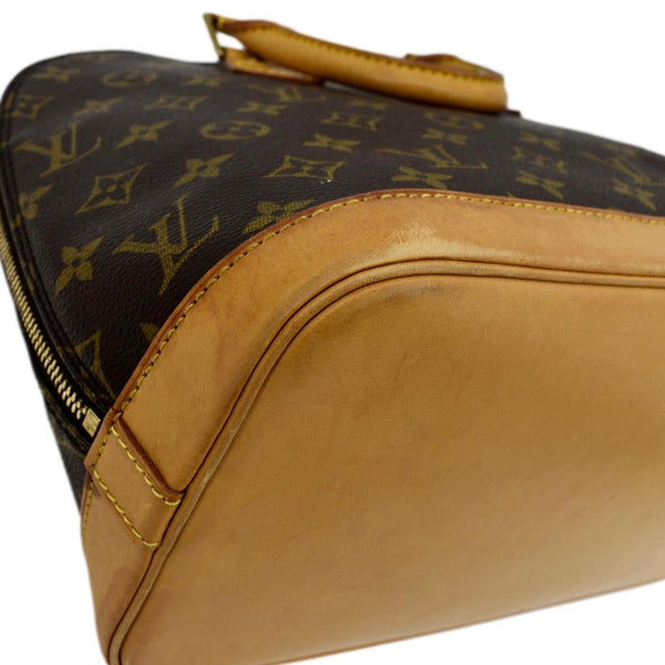 LOUIS VUITTON Alma Monogram Canvas Satchel Crossbody Bag Brown