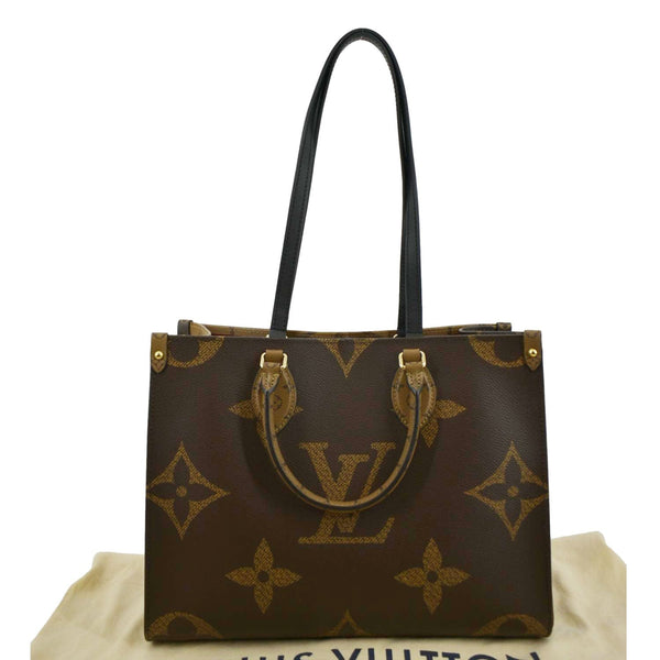 LOUIS VUITTON Onthego MM Giant Monogram Canvas Tote Shoulder Bag Brown