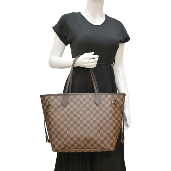 LOUIS VUITTON Neverfull MM Damier Ebene Shoulder Bag Brown