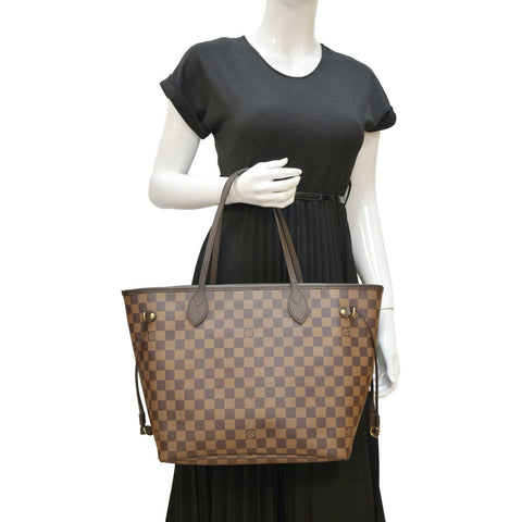 LOUIS VUITTON Neverfull MM Damier Ebene Shoulder Bag Brown