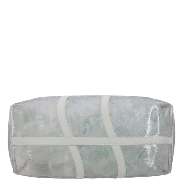 LOUIS VUITTON Wavy Keepall 50 Bandouliere Transparent Epi PVC Travel Bag White