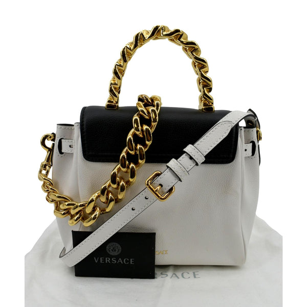 VERSACE La Medusa Leather Top Handle Shoulder Bag White