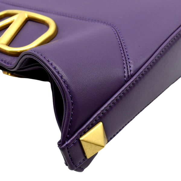 VALENTINO Stud Sign VLOGO Leather Shoulder Bag Wisteria