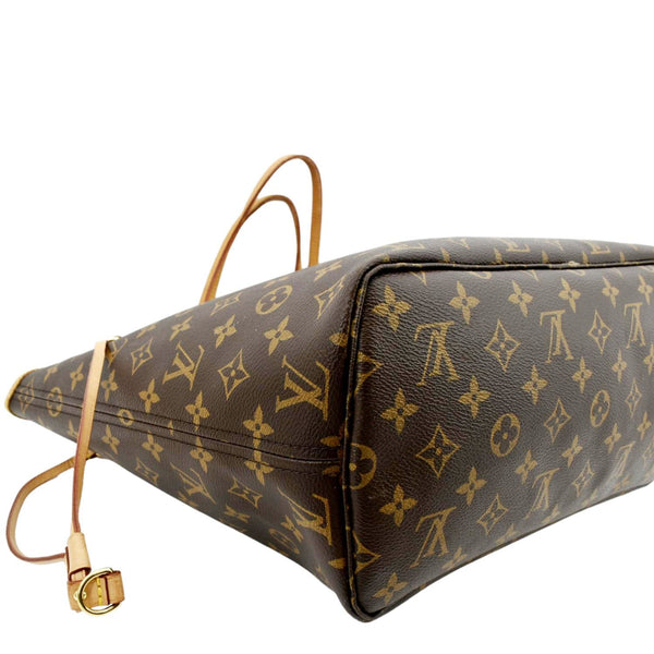 LOUIS VUITTON Neverfull MM Monogram Canvas Tote Bag Brown/Red