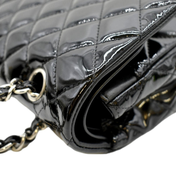 CHANEL Medium Flap Patent Leather Shoulder Bag Black