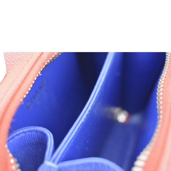 CHANEL Filigree Quilted Caviar Leather Top Handle Vanity Case Blue