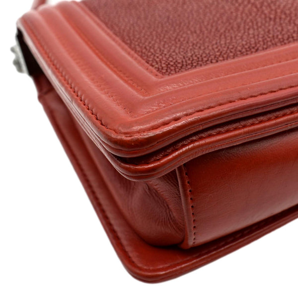 CHANEL Boy Flap with Stingray Leather Shoulder Bag Red - Final Sale