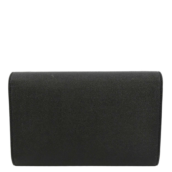 YVES SAINT LAURENT Uptown Gain De Poudre Embossed Leather Crossbody Chain Wallet Black