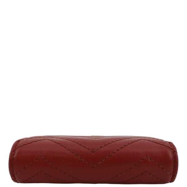 GUCCI Marmont GG Matelasse Leather Card Case Wallet Red 466492