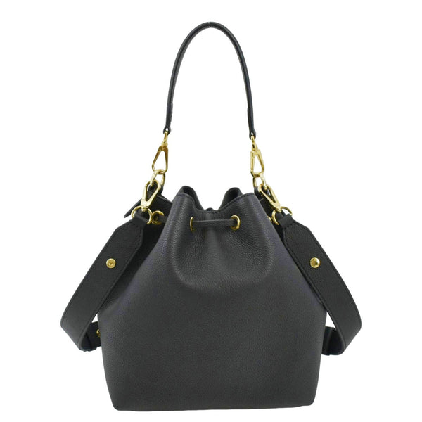LOUIS VUITTON Lockme Leather Crossbody Bucket Bag Black