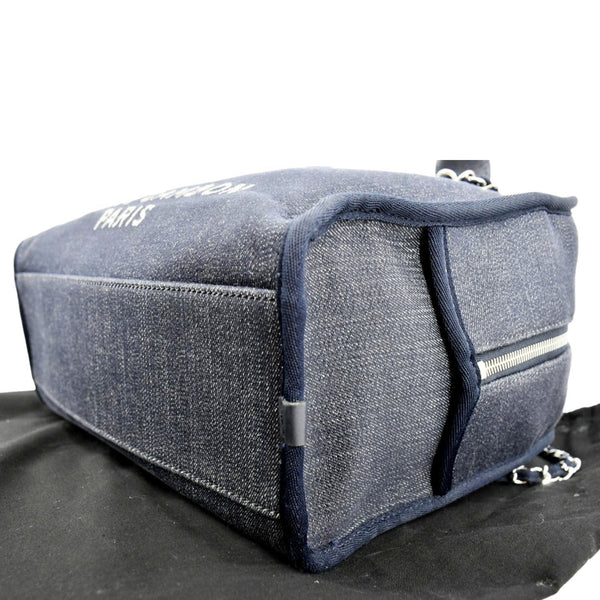 CHANEL Deauville Medium Bowling Denim Shoulder Bag Blue