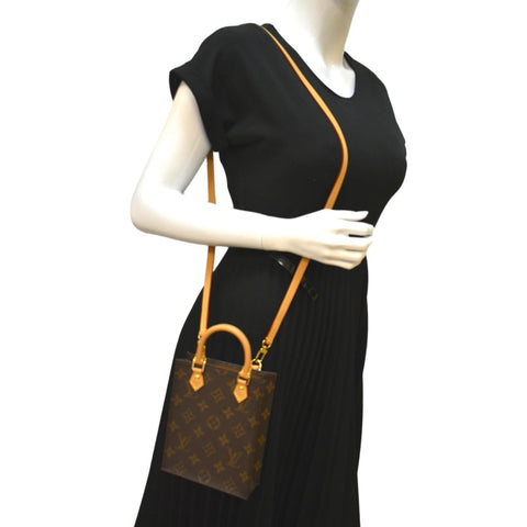 LOUIS VUITTON Petit Sac Plat Monogram Canvas Shoulder Bag Brown