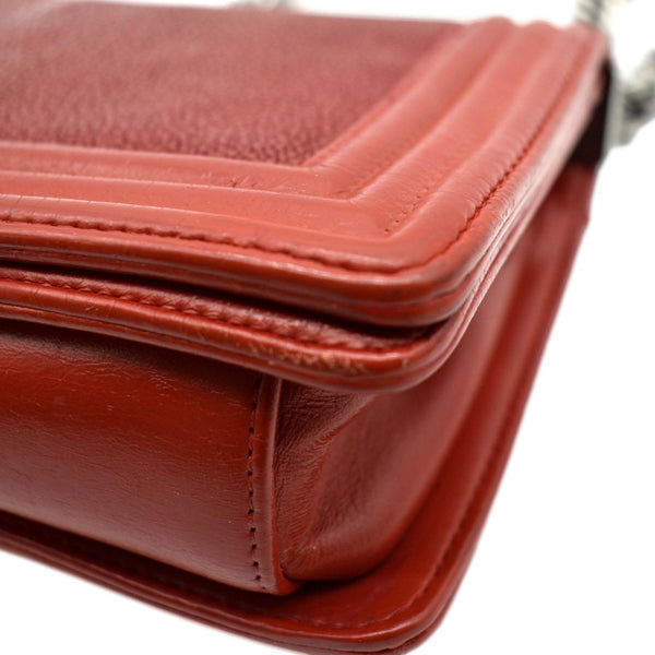 CHANEL Boy Flap with Stingray Leather Shoulder Bag Red - Final Sale