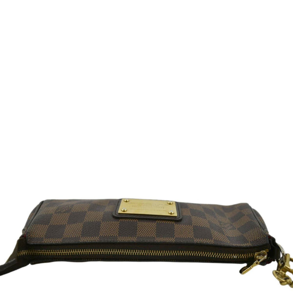 LOUIS VUITTON Eva Pochette Damier Ebene Clutch Crossbody Bag Brown