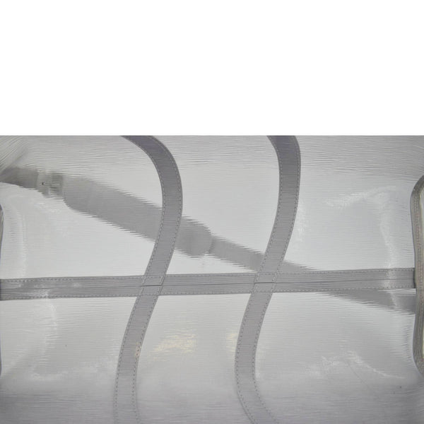 LOUIS VUITTON Wavy Keepall 50 Bandouliere Transparent Epi PVC Travel Bag White