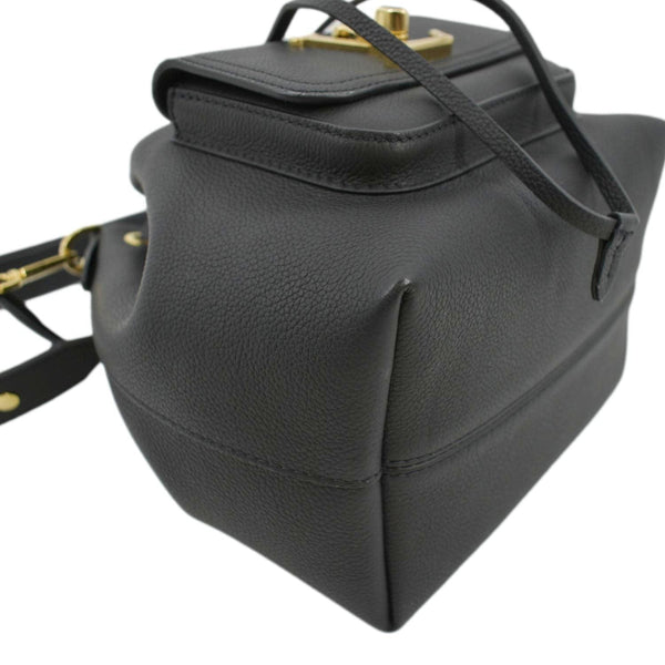 LOUIS VUITTON Lockme Leather Crossbody Bucket Bag Black