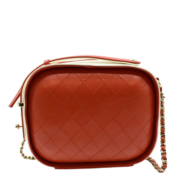 CHANEL Crumpled Calfskin Vanity Case Crossbody Bag Red