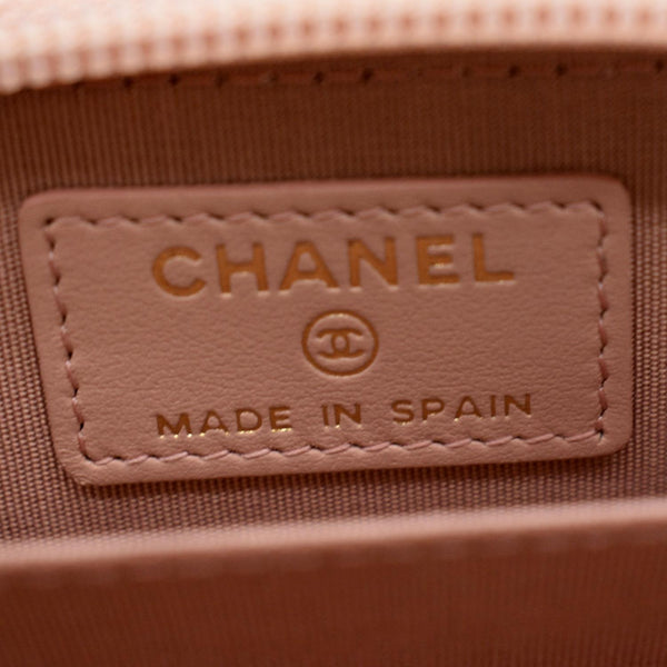 CHANEL Small Boy Caviar Leather Zip Around Wallet Pink