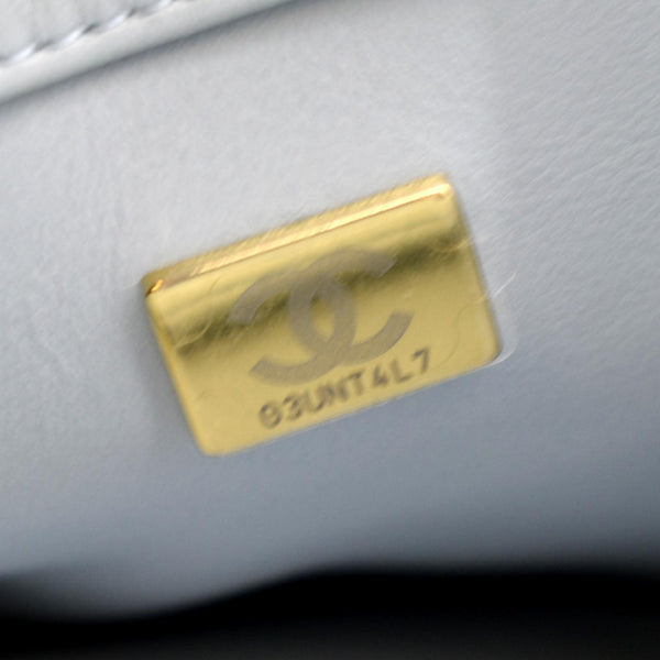 CHANEL Trendy CC Top Handle Flap Quilted Leather Shoulder Bag Light Blue