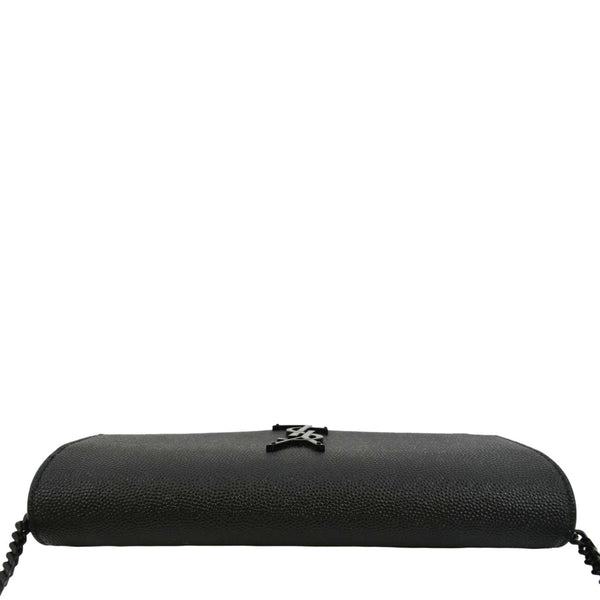 YVES SAINT LAURENT Uptown Gain De Poudre Embossed Leather Crossbody Chain Wallet Black