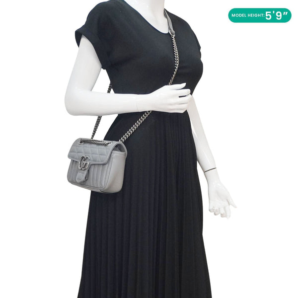 GUCCI GG Marmont Mini Matelassé Bag – Model Wearing