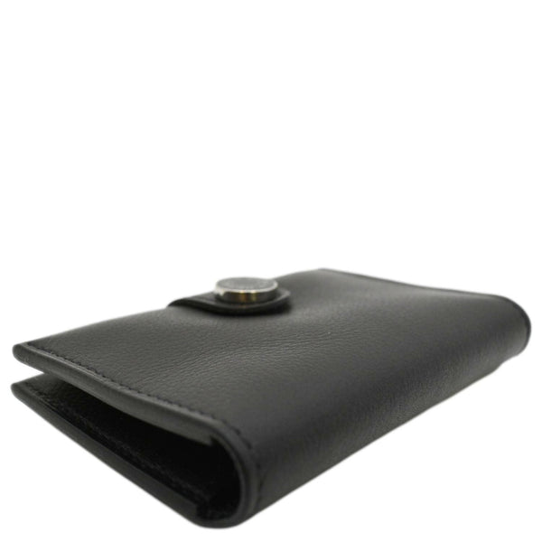 HERMES Leather Card Holder Wallet Black