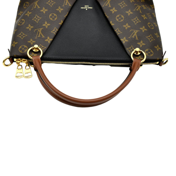 LOUIS VUITTON V TOTE MM Monogram Leather Hobo Bag Black