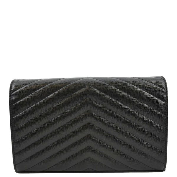 YVES SAINT LAURENT Cassandre Chain Wallet Leather Crossbody Bag Black