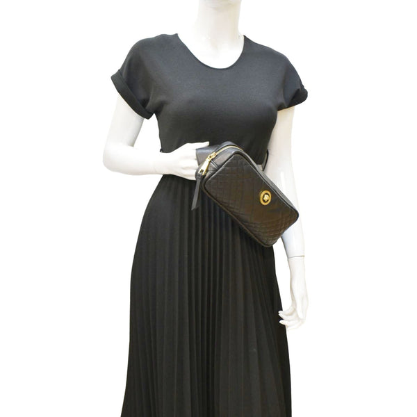 VERSACE Medusa Quilted Leather Belt Bag Black