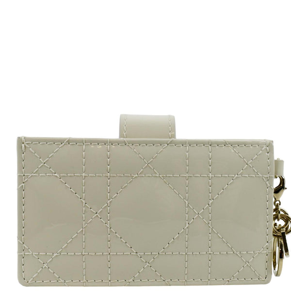 CHRISTIAN DIOR 5 Gusset Patent Leather Card Holder Cream