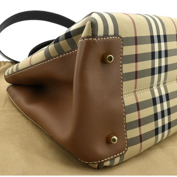 BURBERRY Medium Ballingdon House Check Canvas Crossbody Bag Beige