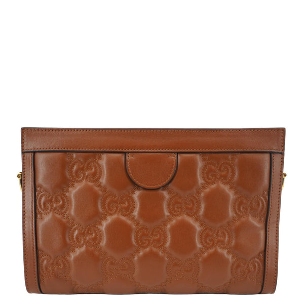 GUCCI Double G Small Matelasse Leather Shoulder Bag Brown 702200