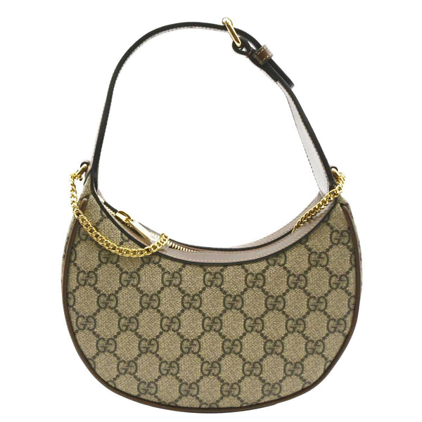 GUCCI Half Moon Mini GG Supreme Canvas Crossbody Bag Beige 726843