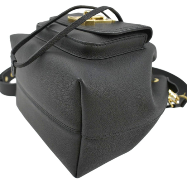 LOUIS VUITTON Lockme Leather Crossbody Bucket Bag Black