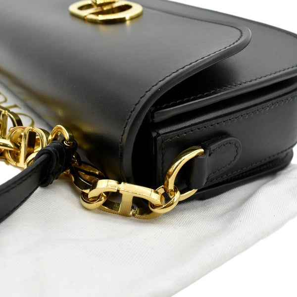 CHRISTIAN DIOR Montaigne Avenue Leather Shoulder Bag Black