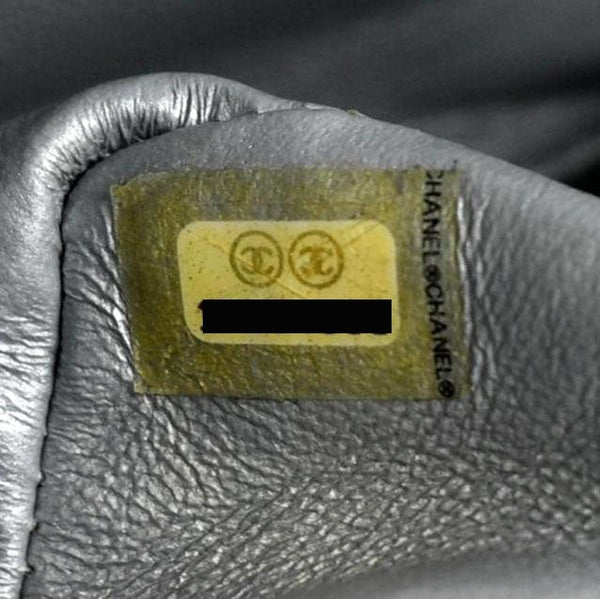 CHANEL Jumbo Flap Quilted Leather Shoulder Bag Metallic Silver