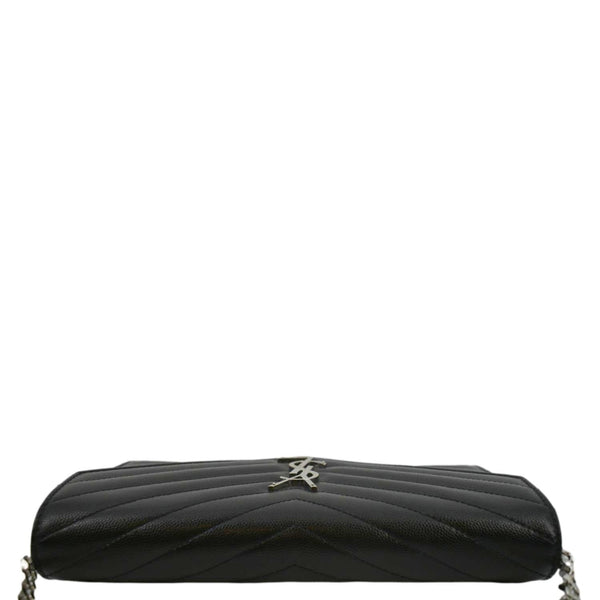 YVES SAINT LAURENT Cassandre Chain Wallet Leather Crossbody Bag Black